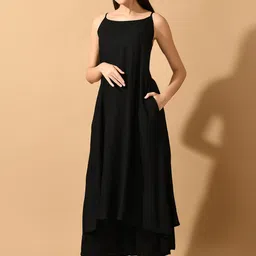 KALINI Shoulder Strap A-line Kurta With Palazzos & Dupatta image 2