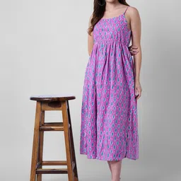 Mollar Purple Floral Midi Dress-image-3