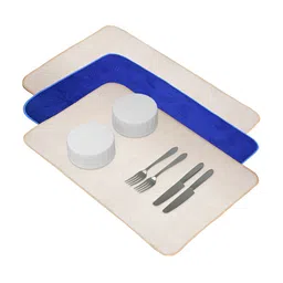 Kuber Industries 3Pcs  Cream Colored & Blue Rectangle Table Placemats image 2