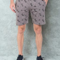 Printed Men Silver Bermuda Shorts-image-1