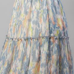 DEEBACO Abstract Printed Chiffon Tiered Maxi Skirts image 5