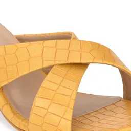 Delize Yellow Textured Block Sandals image 2