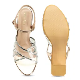 Retro Walk Open Toe Embellished Block Heels image 4