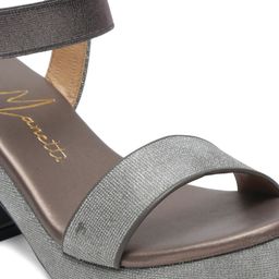 Bruno Manetti Textured Open Toe Block Heels  With Backstrap image 5