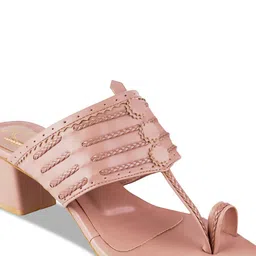 Shoetopia Textured Open Toe Block Heels image 3