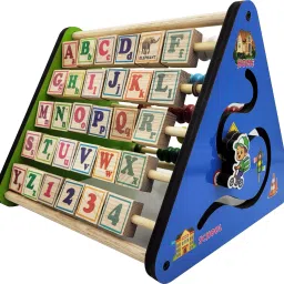 appster 5 in 1 Wooden Triangle Activity Alphabets Block Abacus Counting Drawing Writing image 2