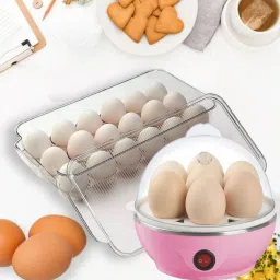 18 Grid Egg Storage & 7 Egg Boiler(Soft, Medium,Hard)For Fast Steaming & Boiling 18 Grid Egg Storage Box Combo With 7 Egg Boiler For Fast Steaming & Boiling_20 Egg Cooker-1