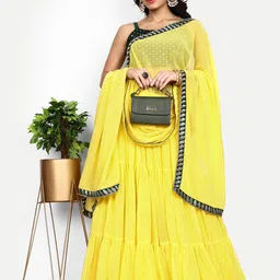 TIKODI Embellished Sequinned Semi-Stitched Lehenga & Unstitched Blouse With Dupatta image 2