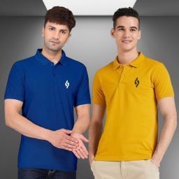 Pack of 2 Men Solid Mandarin Collar Polycotton Multicolor T-Shirt-image-9