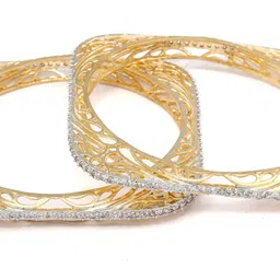 Priyaasi Set of 2 Gold-Plated AD-Studded Square Bangles image 5