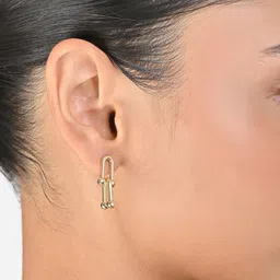 ToniQ Gold-Plated Geometric Drop Earrings-4