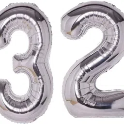Solid Blue Foil Number 32 Letter Balloon-image-76