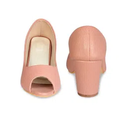 Glitzy Galz Peach-Coloured Block Peep Toes image 4