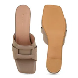 Mast & Harbour Beige Open Toe Block Heels image 4