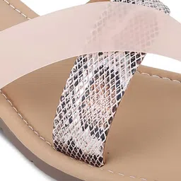 Tresmode Printed Cross Strap Open Toe Flats image 4