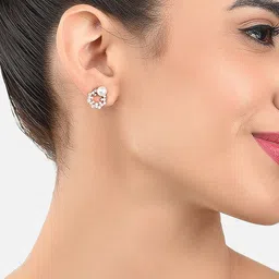 AMI Set of 3 Cubic Zirconia & Pearls Contemporary Studs Earrings image 2