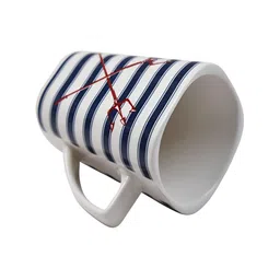 Kookee White & Blue Printed Ceramic Mug 325 ML image 3