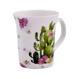 Kookee White and Green Printed Ceramic Mugs 325 ml image 3