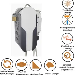 mechtech OLA Air and S1 & S1 Pro, Charger Holder, Lock, Heavy Metal / New Design, Grey Color Combo image 2