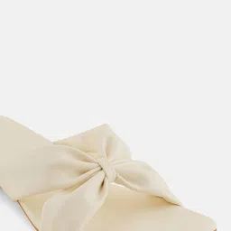 Mast & Harbour Off White Textured Open Toe Block Heels image 2