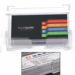 panku 1 Compartments Cast Acrylic Visiting/Business Desk Card Holder Display Stand image 3