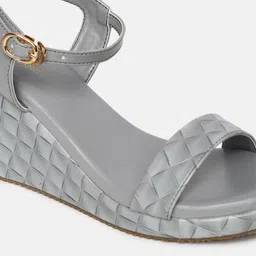 Marc Loire Printed Open Toe Wedge Heels With Buckles image 2