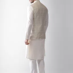 KISAH Men Cream-Coloured Regular Kurta with Pyjamas image 5