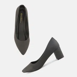 Mast & Harbour Black Textured Pointed Toe Block heels image 2