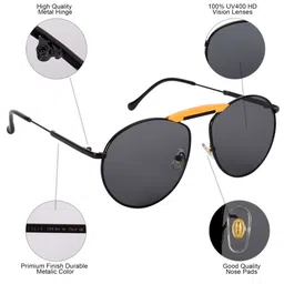 AISLIN Unisex Black Lens Sunglasses with UV Protected Lens image 5