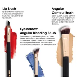 Colors Queen Set Of 3 Makeup Brushes- Eyeshadow Angular Blending+ Lip Brush+ Angular Brush image 5