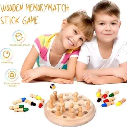 jugnu toys Wooden Memory ChessGame Set, Funny Block Board Game Parent-Child Interaction Toy 10 cm Chess Board image 3