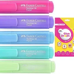 Pastel Highlighter Set Of 5 With Glue Drops-3