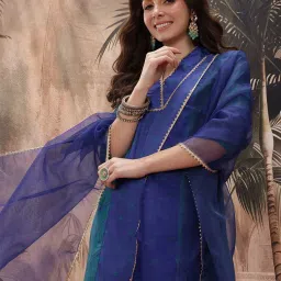 Women Polyester Kurta Dhoti Pant Attached Dupatta Set-image-24