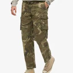 Men Camouflage Print Parachute Regular Fit Cotton Cargo Pants-image-47