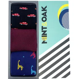 Mint & Oak Men Pack Of 3 Patterned Calf-Length Socks-4