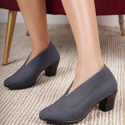 Shezone Women Grey Block Synthetic Heels-26