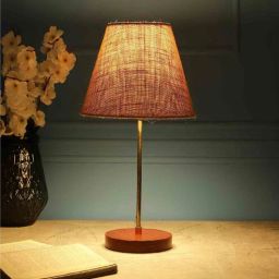 btr crafts Mise Brown Fabric Shade Night Lamp With Aluminium Base-picture-37