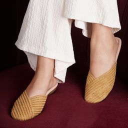 Shezone Women Gold-Toned Western - Embellished Mules Flats-image-1
