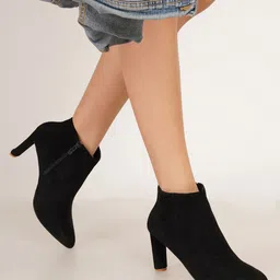Sherrif Shoes Women Block-Heeled Suede Mid-Top Regular Boots-23