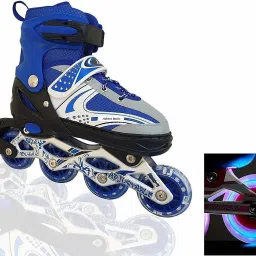 Skates with Front Light up PU Wheels for All Boys and Girls Latest Designed Sparkle Adjustable Inline Skates with Front Light up PU Wheels Beginner Skates Shoe Skates - Size 6/7/8/9 UK-5