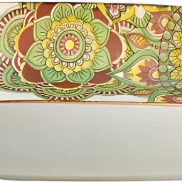 lemon tree Ceramic Matt Finish Square Deep Platter with Double Handle | Attractive Design Tray image 3