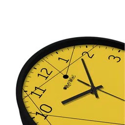 OLIVE TREE Black & Yellow Round Shaped Contemporary Analogue Wall Clock image 2
