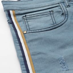 Instafab Plus Men Blue Low Distress Light Fade Jeans image 4
