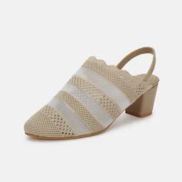 Marc Loire Knitted Round Toe Block Mules With Backstrap image 2