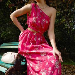 SASSAFRAS Floral Printed Georgette Cut-Out Dress-image-5