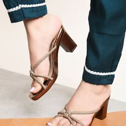 XE Looks Embellished Open Toe Block Heels-19