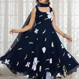 Printed Georgette Stitched Anarkali Gown-image-7