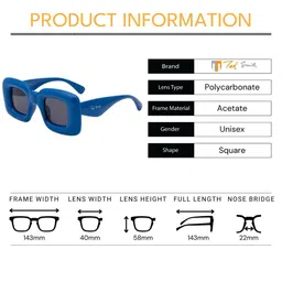 Ted Smith Unisex Square Sunglasses With UV Protected Lens TSS- BUBBLE _C2 image 2