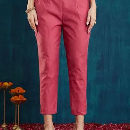 RAJGRANTH Women Regular Thread Work Chanderi Silk Kurti with Trousers & With Dupatta image 3