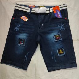 Solid Men Denim Blue Denim Shorts-image-5